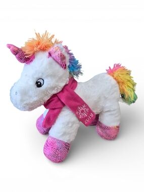 White Pink Rainbow Unicorn Squeaker Pet Toy Plush